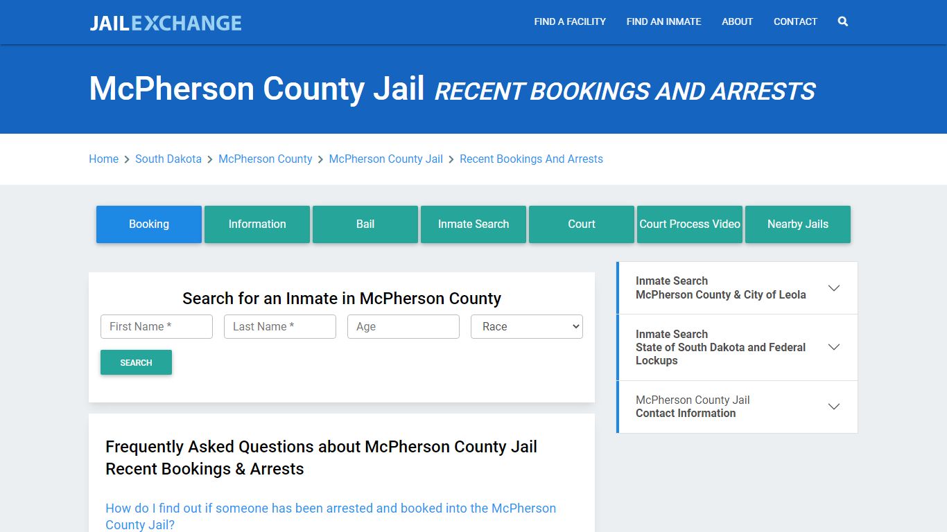 McPherson County Jail Recent Bookings And Arrests - Jail Exchange