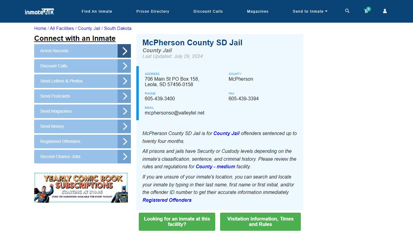 McPherson County SD Jail - Inmate Locator